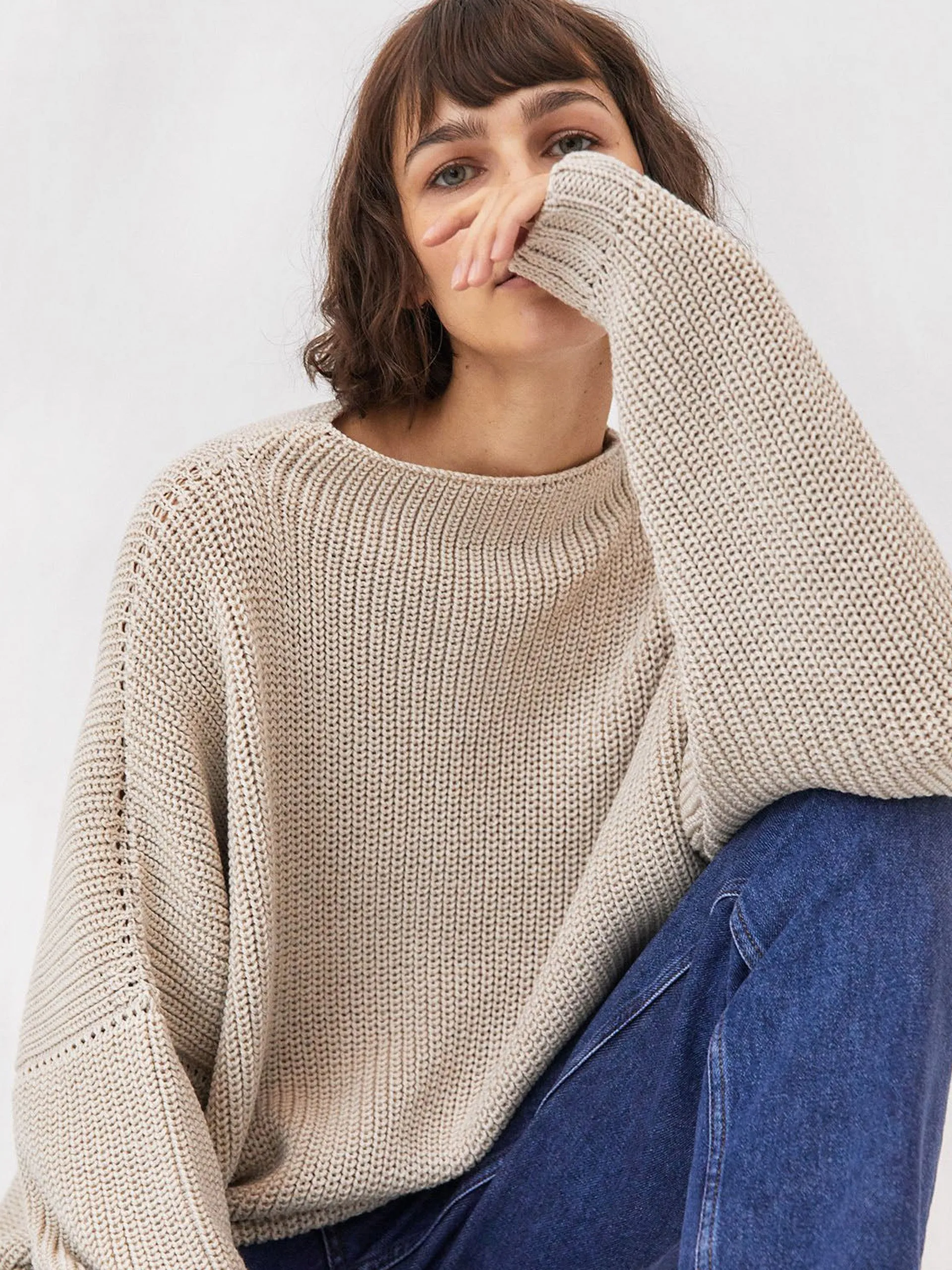 Laumės beige merino wool sweater