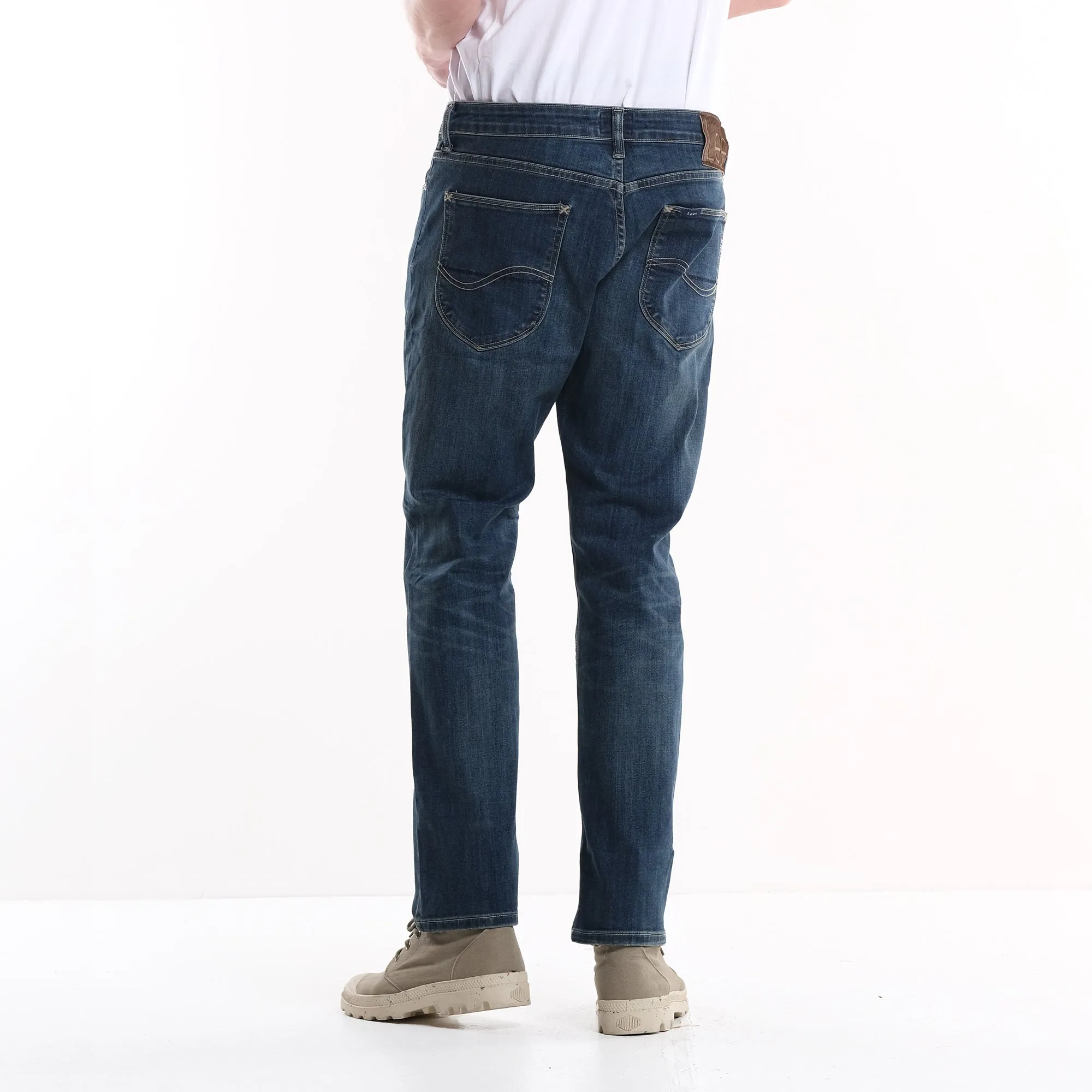 LEE MENS RAMONE SLIM NARROW DENIM PANTS IN MID VINTAGE WORN