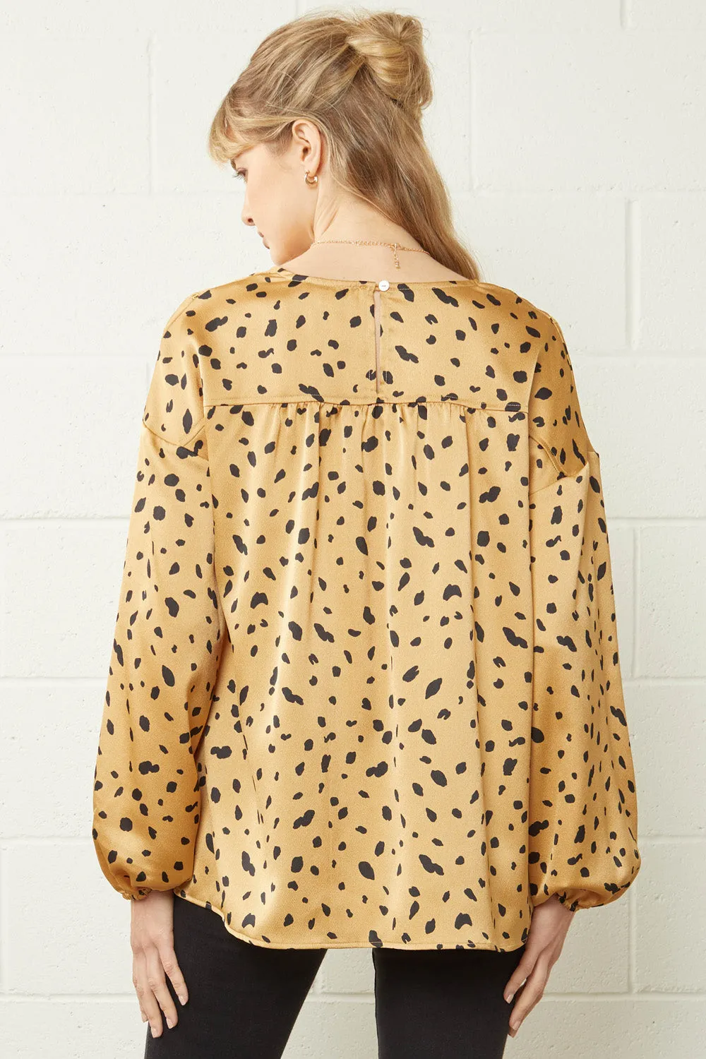 Leopard & Babydoll Blouse, Taupe