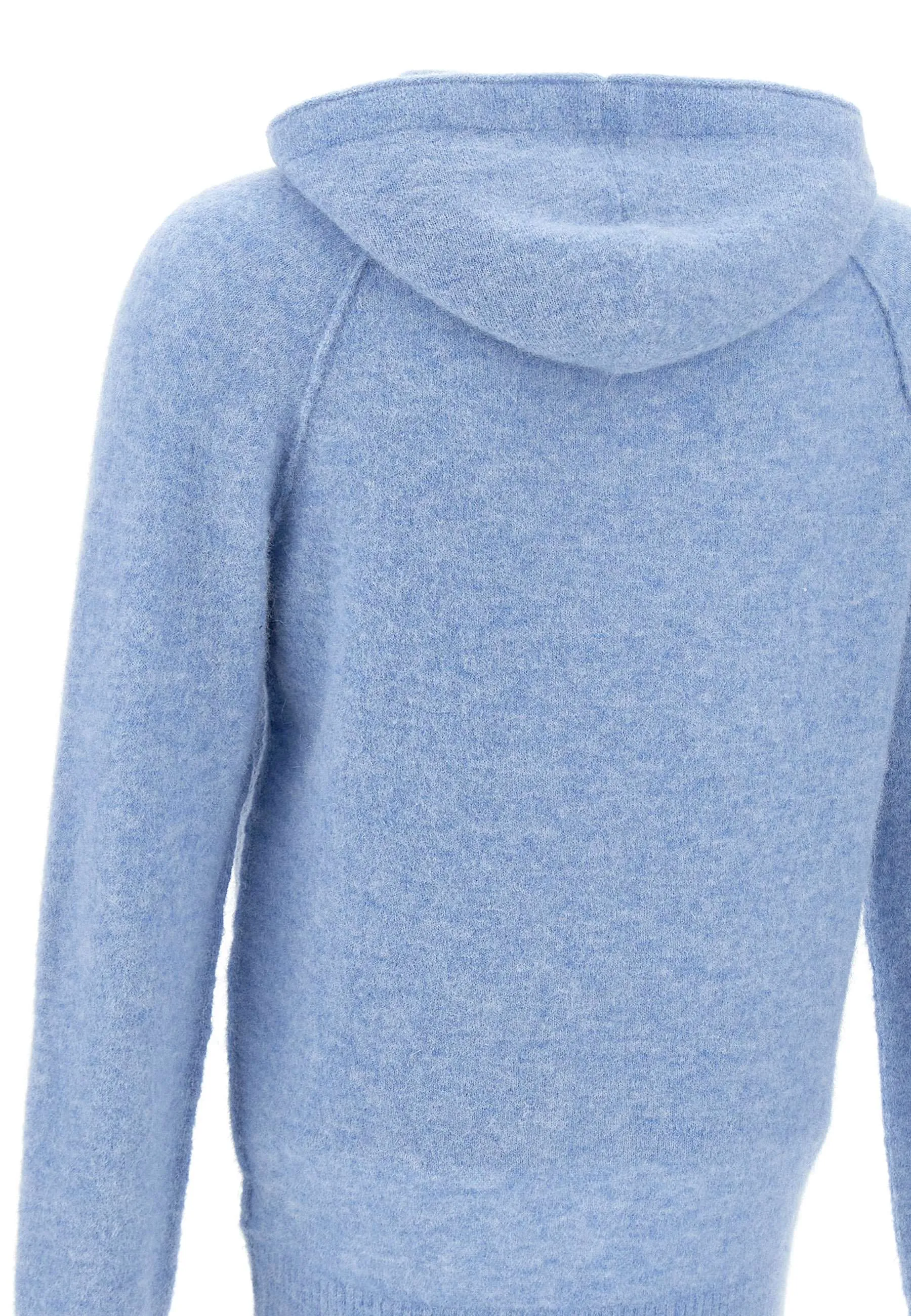 Light Blue Alpaca Blend Hoodie Sweater