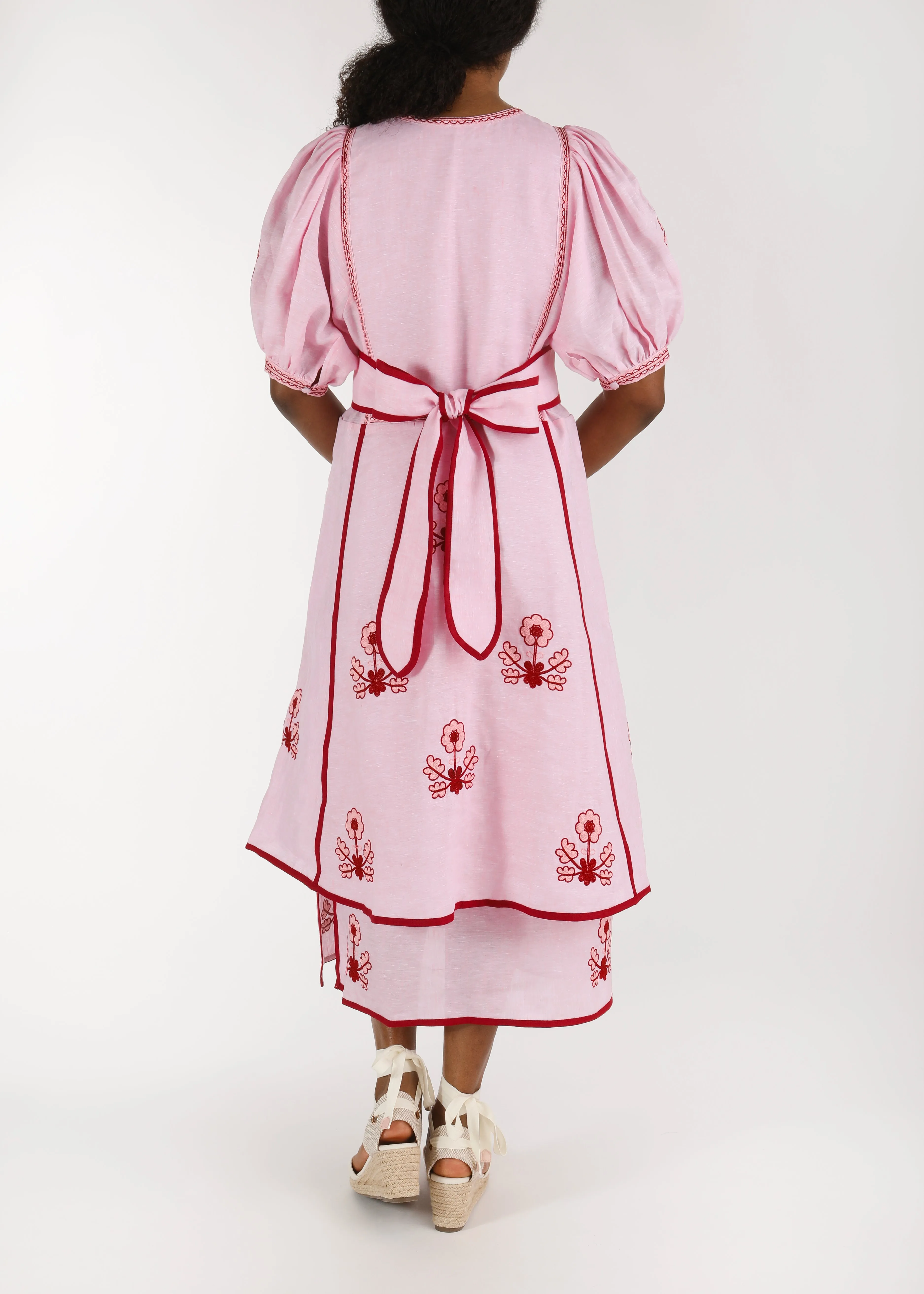 Lillie Ukrainian Embroidered Dress - Pink, Wine