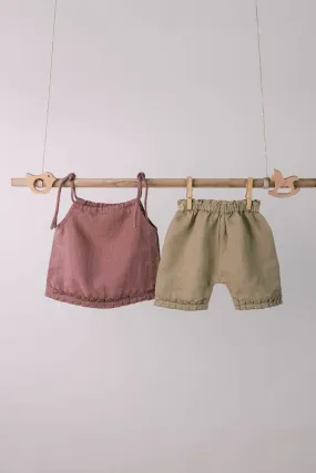 Linen Strap Ruffle Co-ords Set