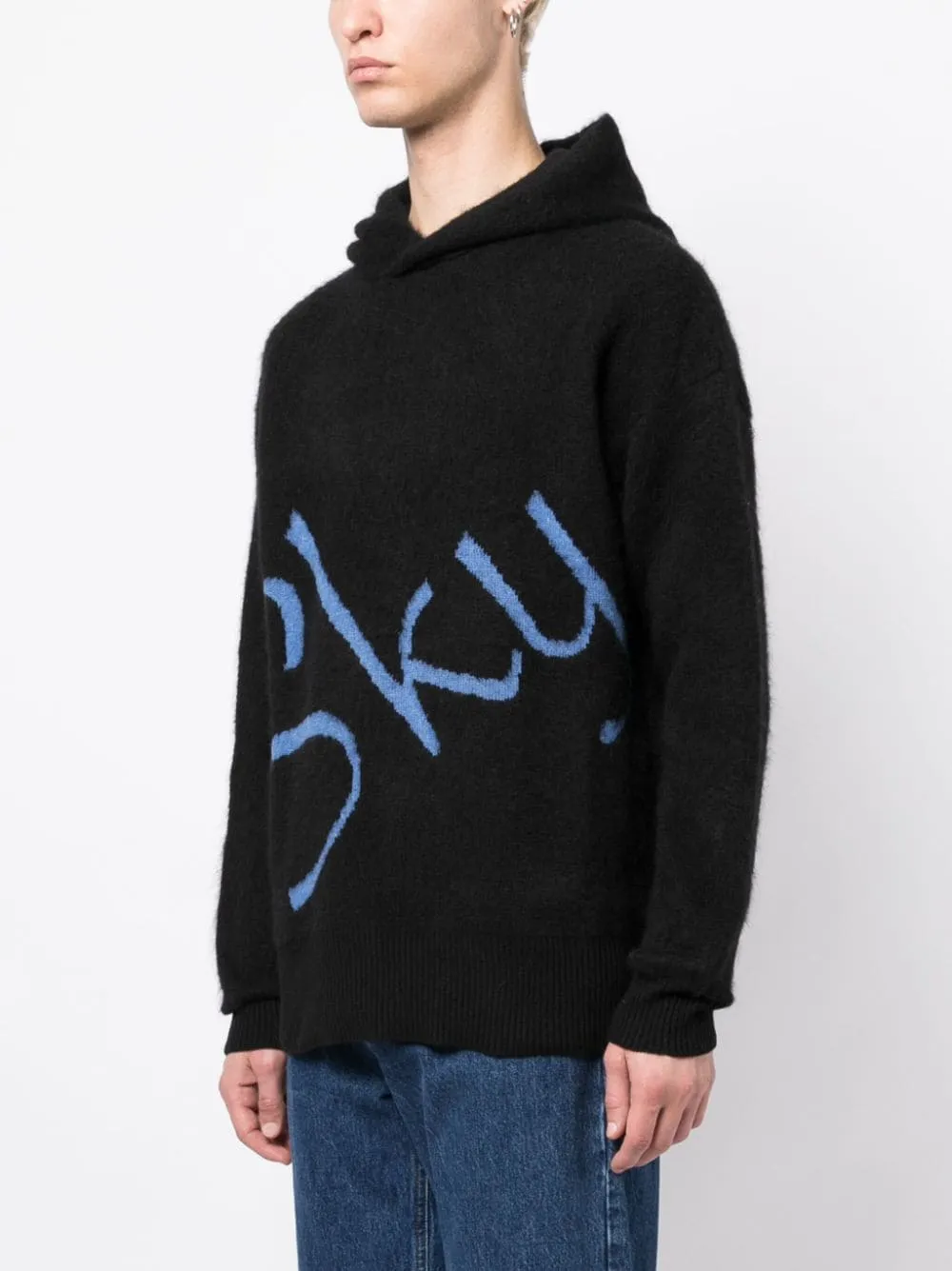 Logo-Jacquard Knitted Hoodie