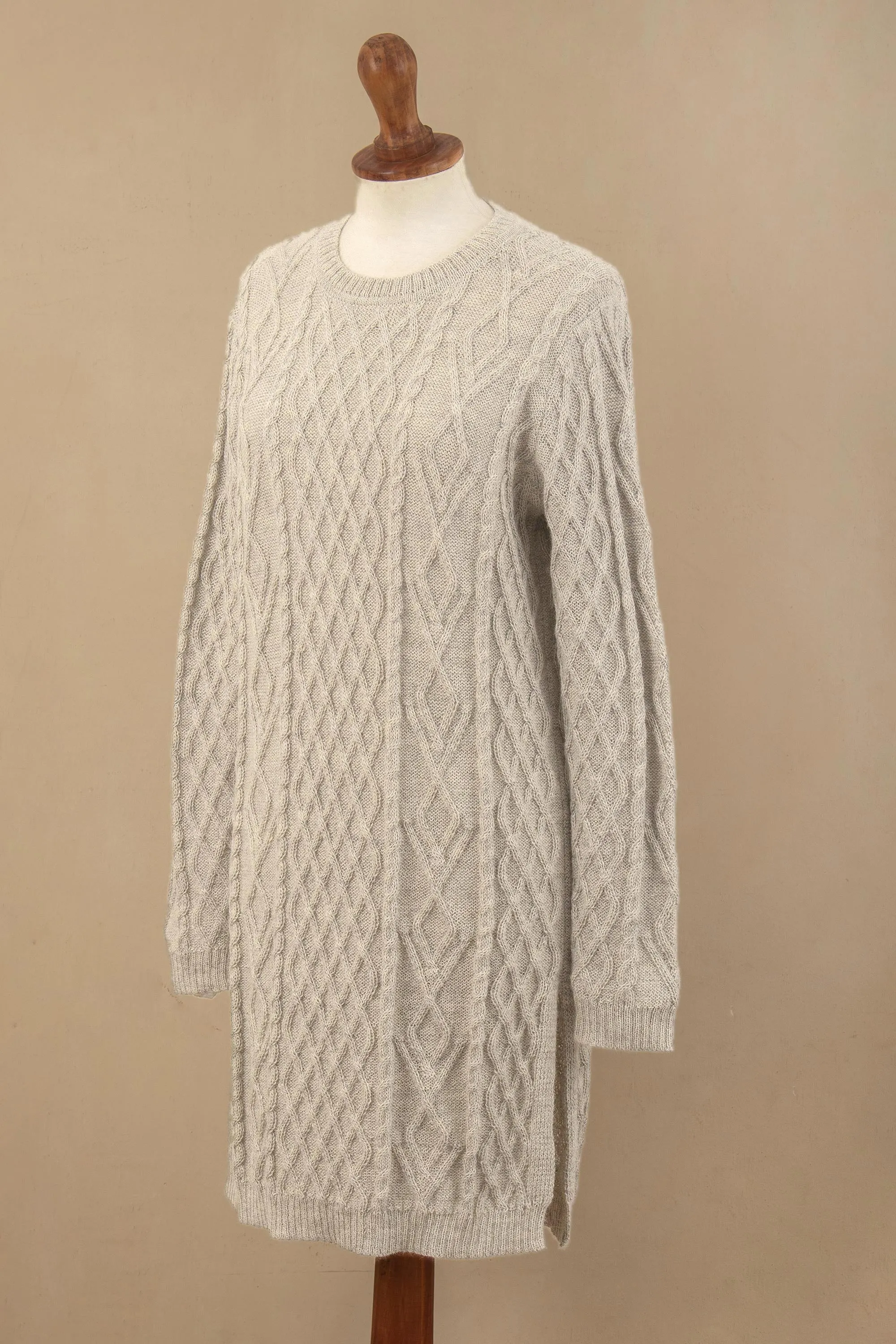 Long Lines in Grey Baby Alpaca Grey Tunic Sweater Dress