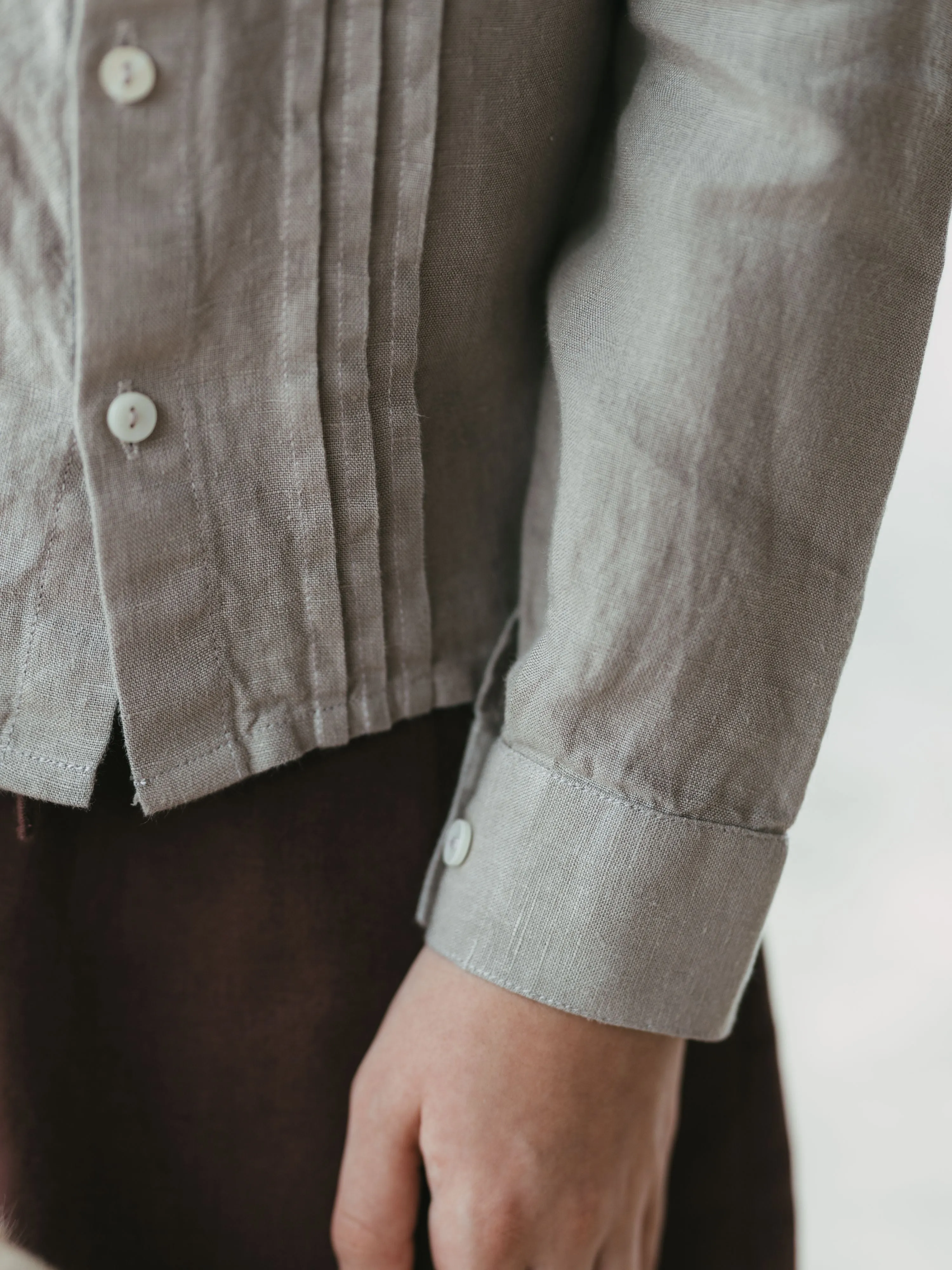 Long Sleeve Band Linen Shirt