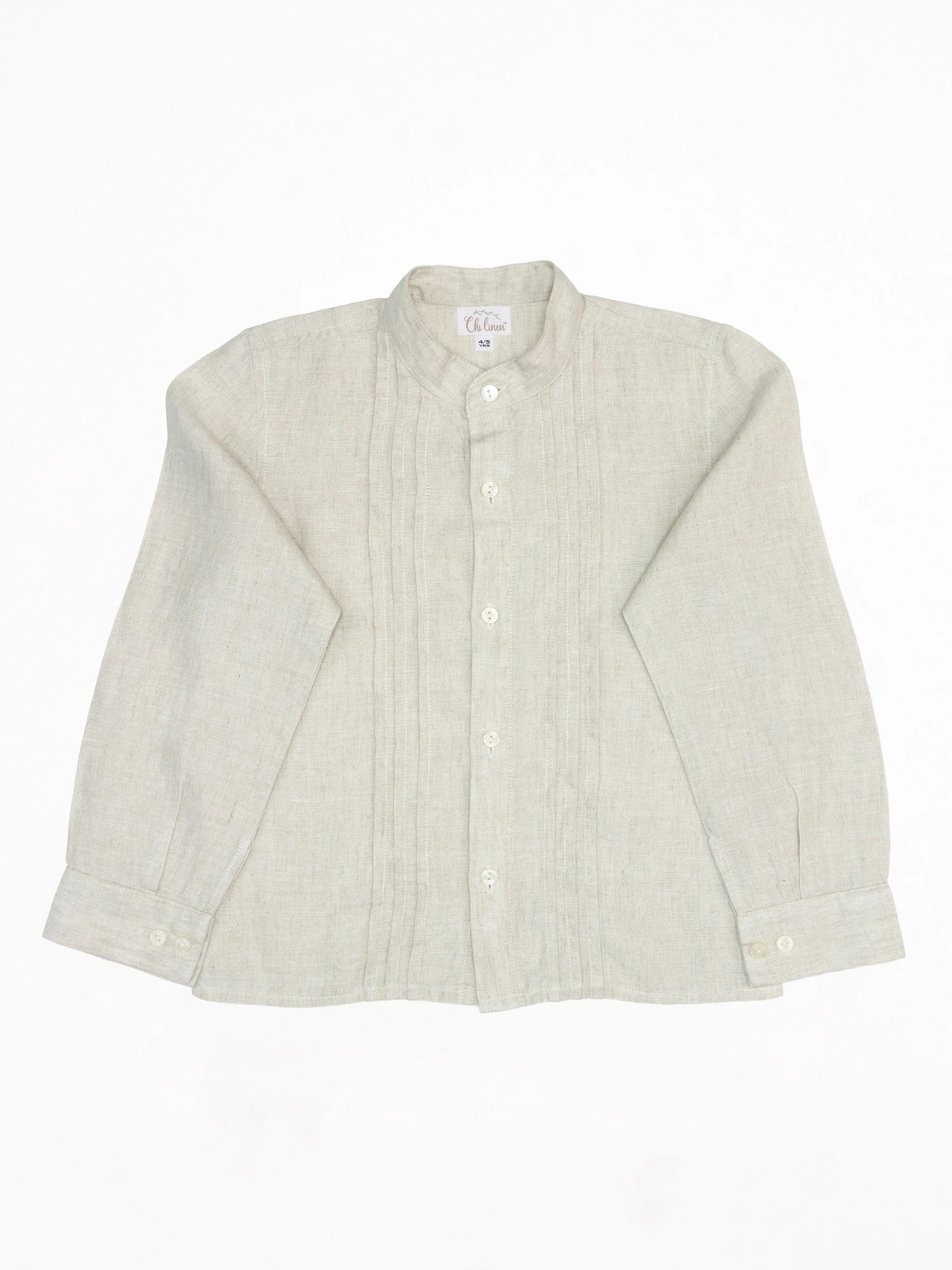 Long Sleeve Band Linen Shirt