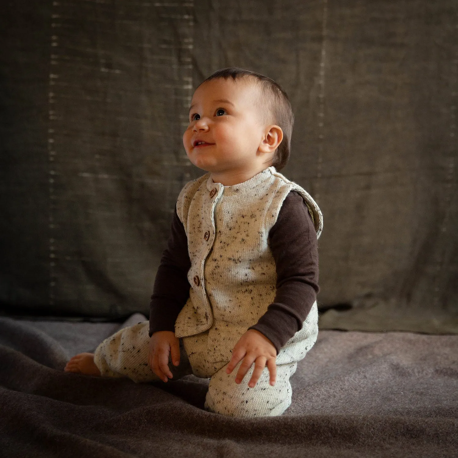 Magpie Baby & Kids Vest - Merino Wool Speckle - Quail