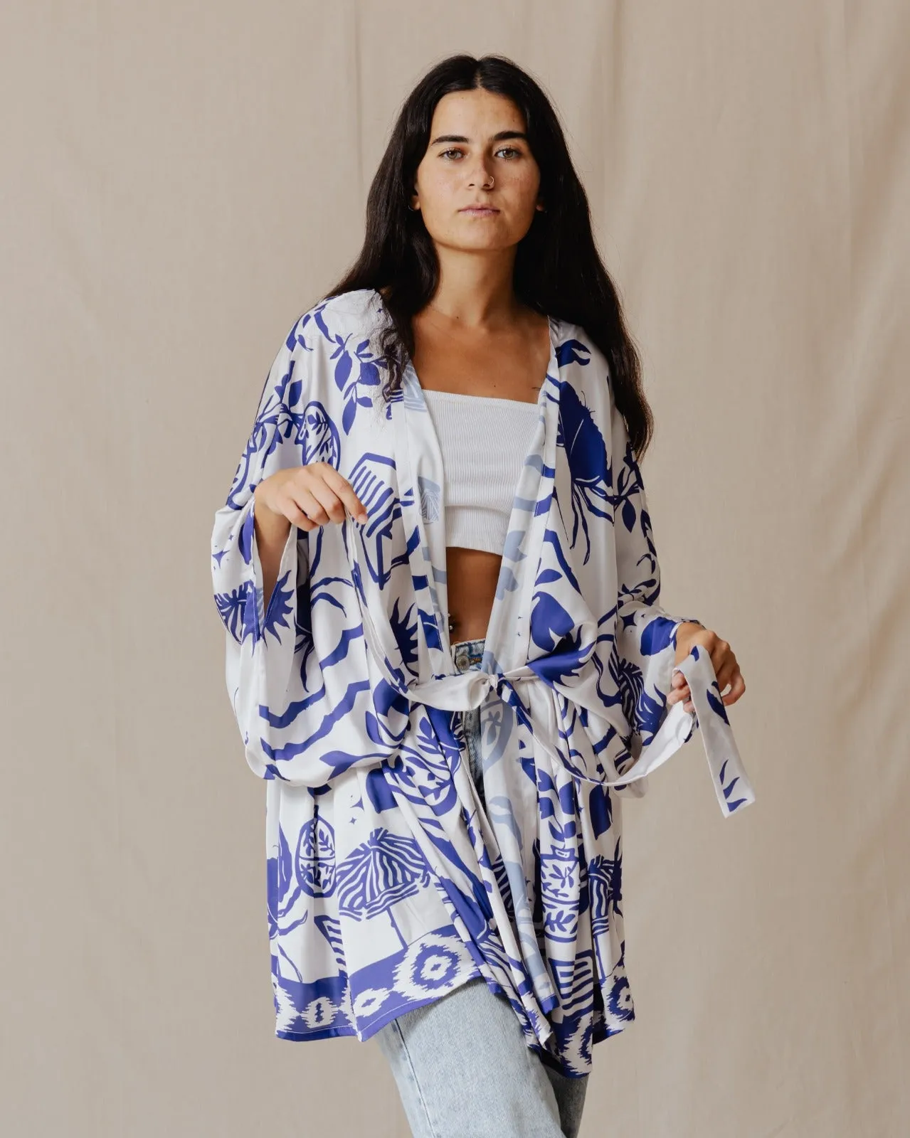 Mediterranean Blue Short Kimono