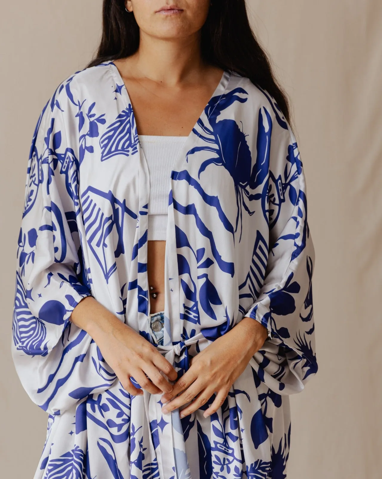 Mediterranean Blue Short Kimono