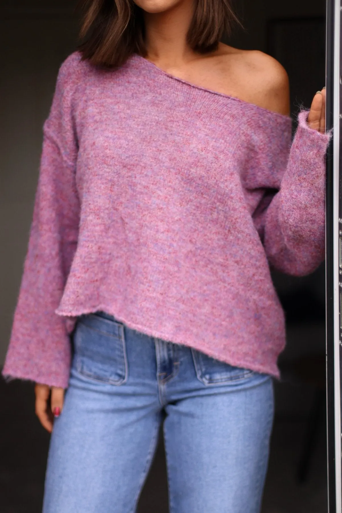 Melanie Dusty Pink Boat Neck Sweater