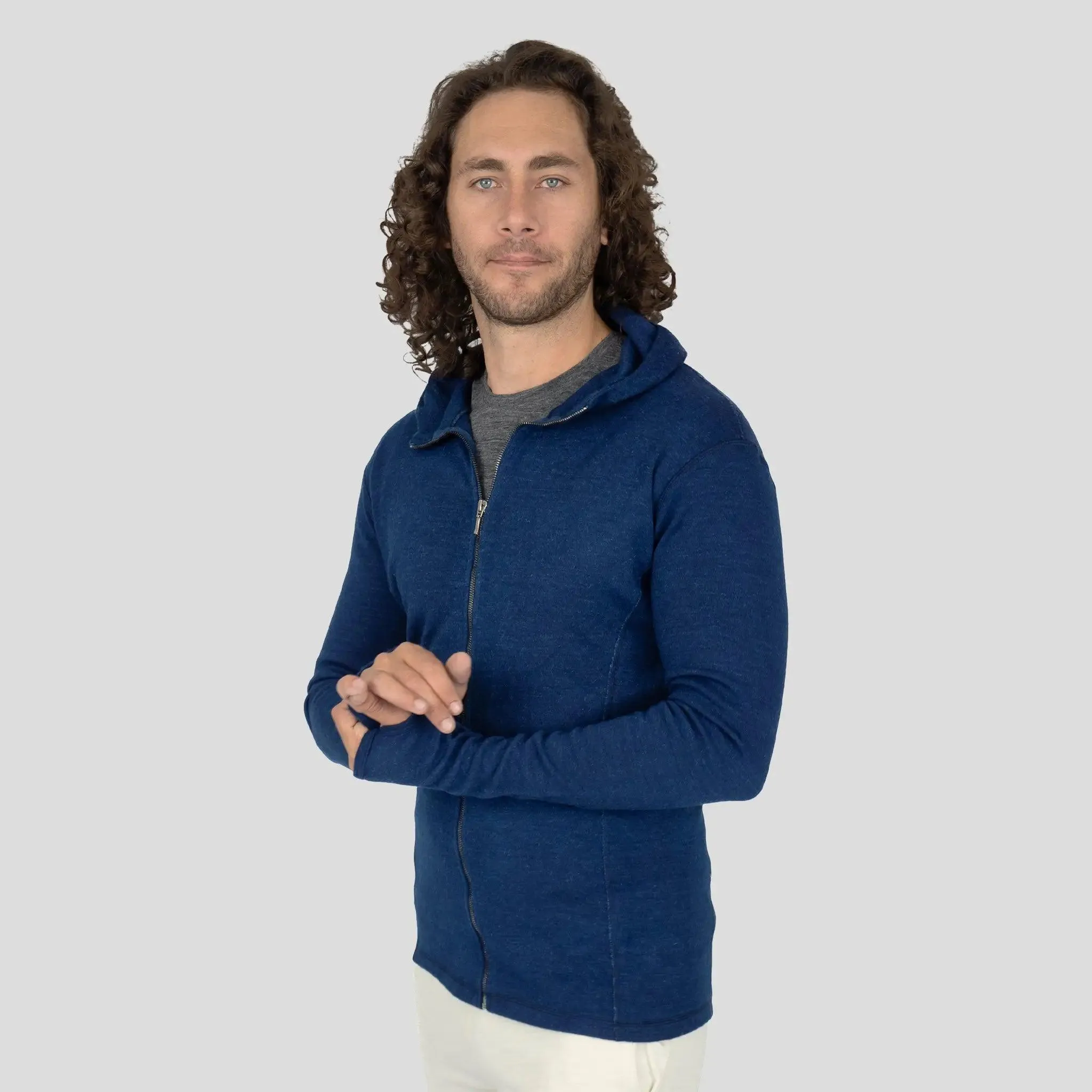 Men's Alpaca Wool Hoodie Jacket: 420 Midweight Full-Zip