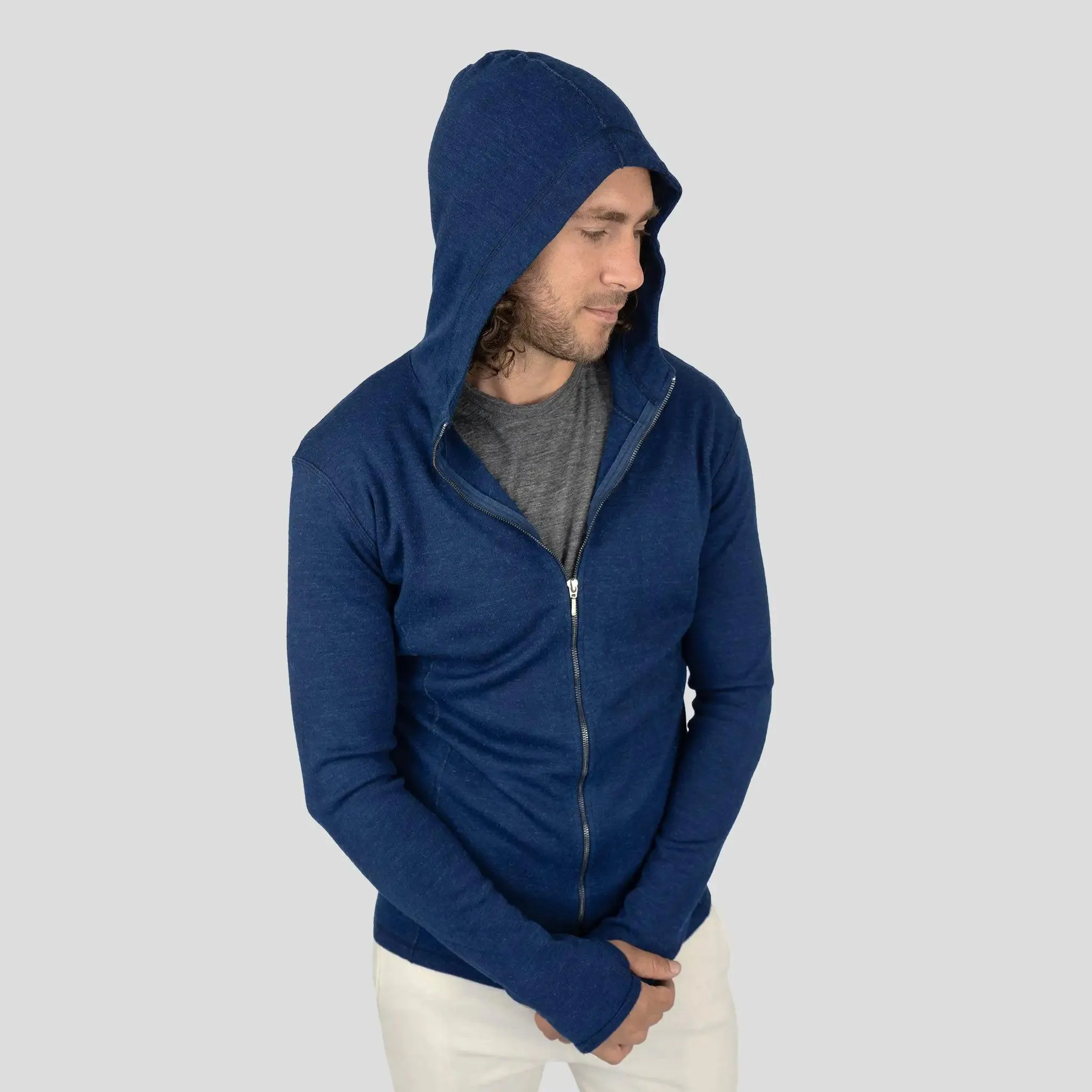 Men's Alpaca Wool Hoodie Jacket: 420 Midweight Full-Zip