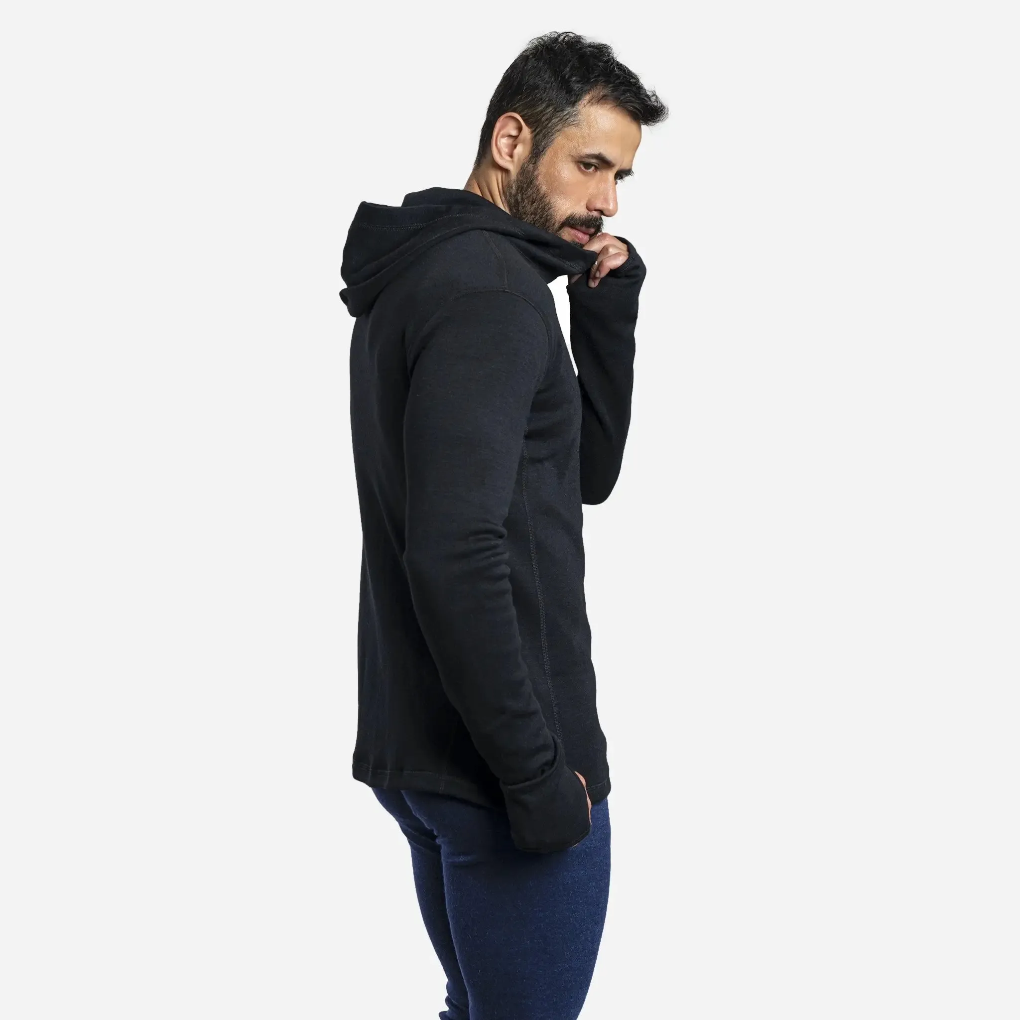 Men's Alpaca Wool Hoodie Jacket: 420 Midweight Full-Zip