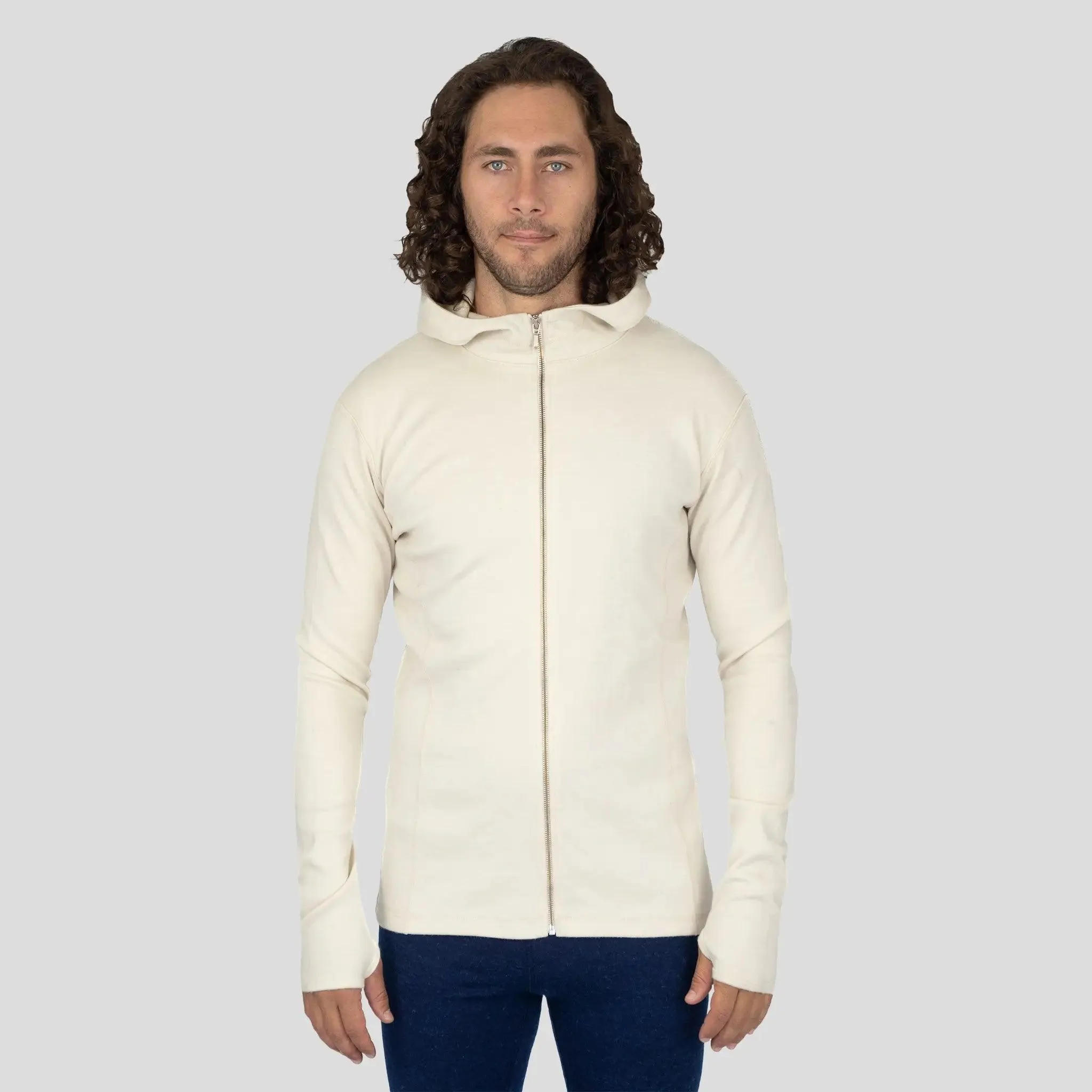 Men's Alpaca Wool Hoodie Jacket: 420 Midweight Full-Zip