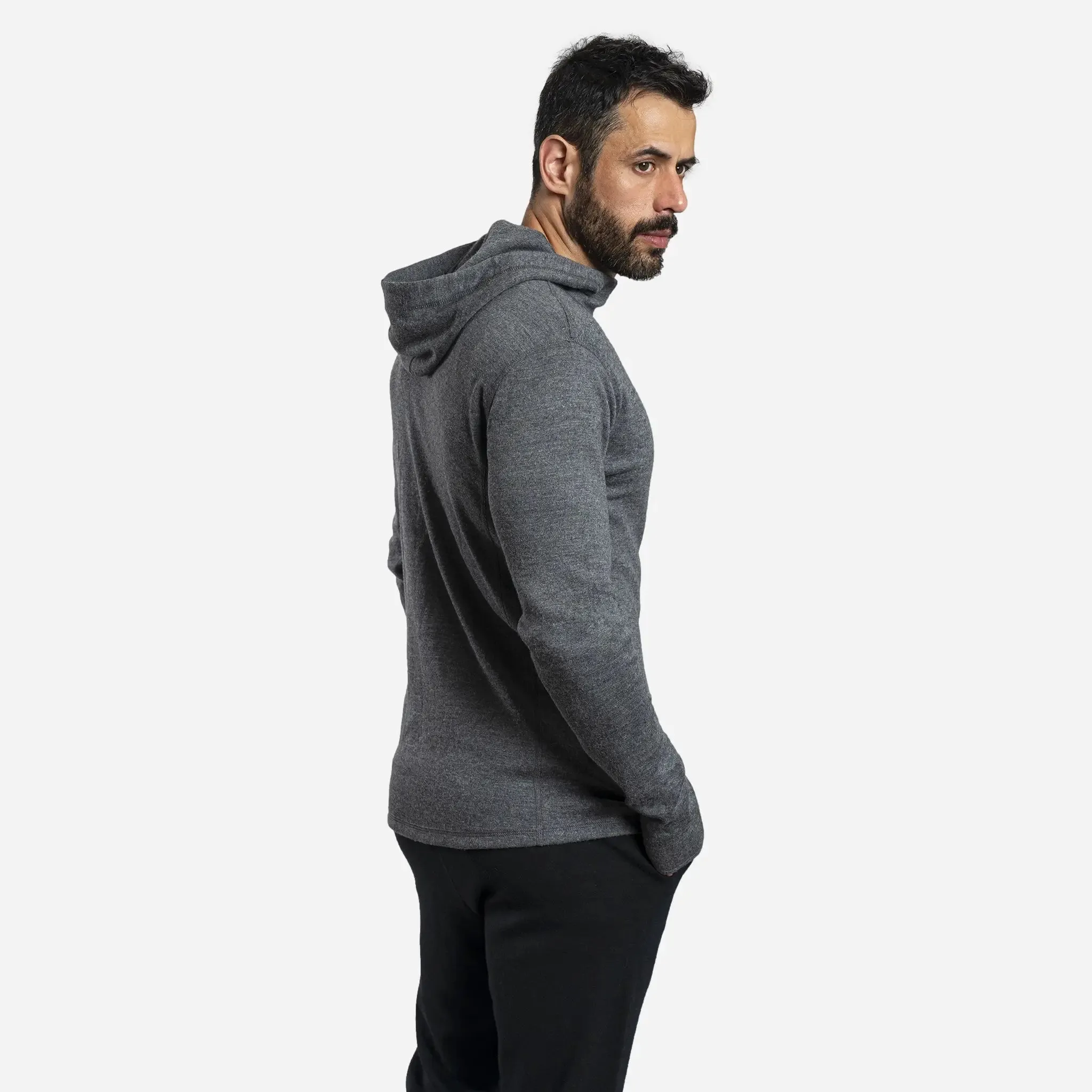 Men's Alpaca Wool Hoodie Jacket: 420 Midweight Full-Zip