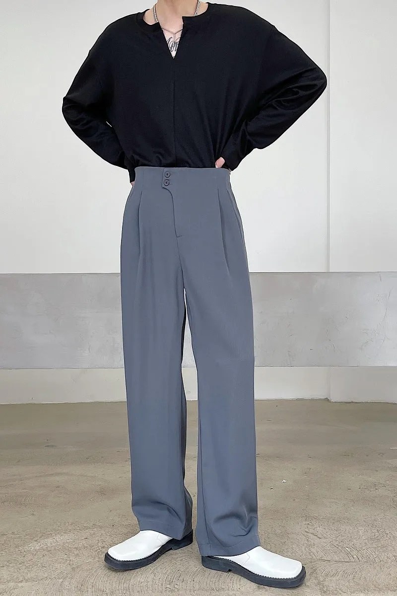 Men's Casual Simple Straight Drape Wide Leg Pants