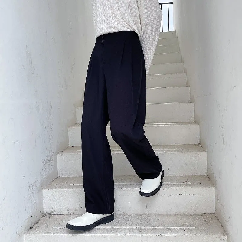 Men's Casual Simple Straight Drape Wide Leg Pants