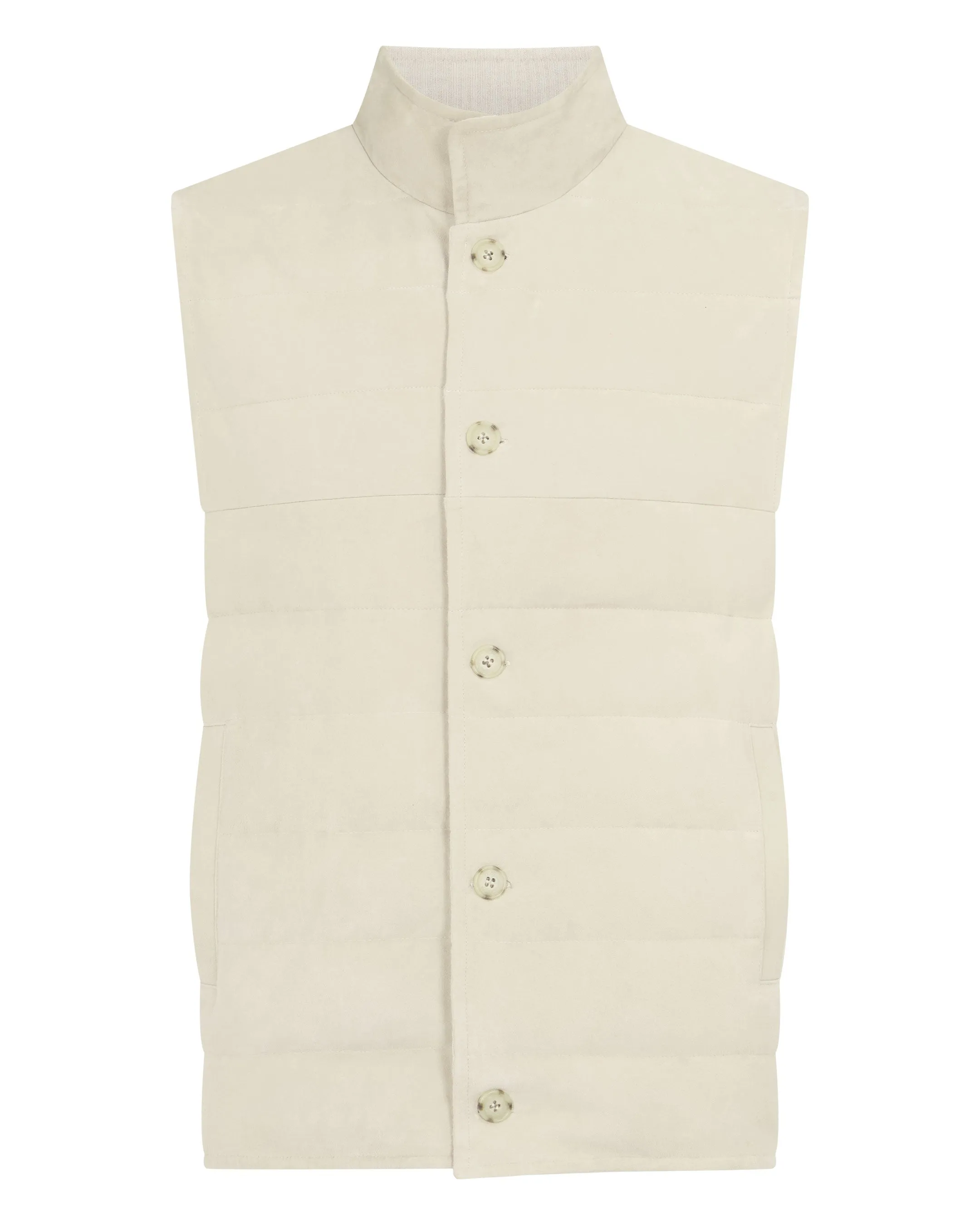 Men's Verbier Suede & Cashmere Gilet Ecru White