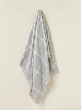 MERINO LAMBSWOOL THROW BLANKET - WINDOWPANE - GRAY