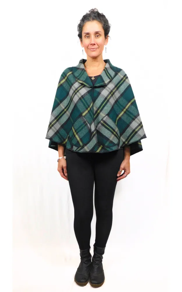 Merino Wool Tartan Cape Jacket - Cape Breton Tartan - Design Studio - Size M-XL