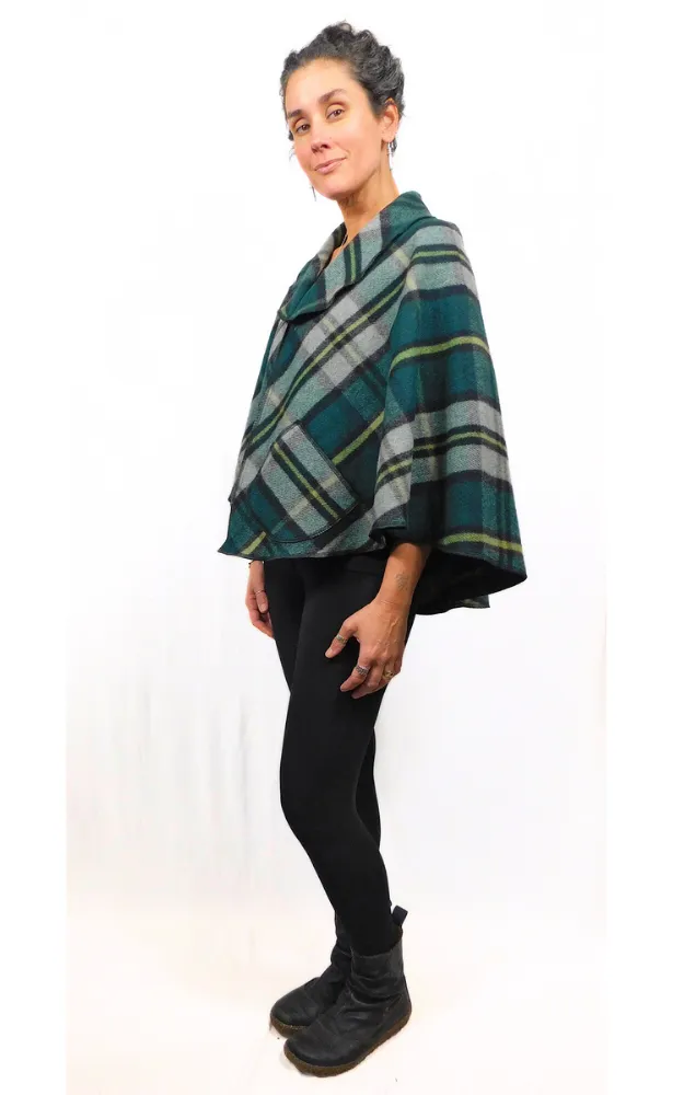 Merino Wool Tartan Cape Jacket - Cape Breton Tartan - Design Studio - Size M-XL