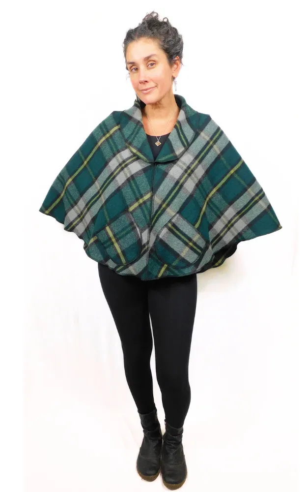 Merino Wool Tartan Cape Jacket - Cape Breton Tartan - Design Studio - Size M-XL