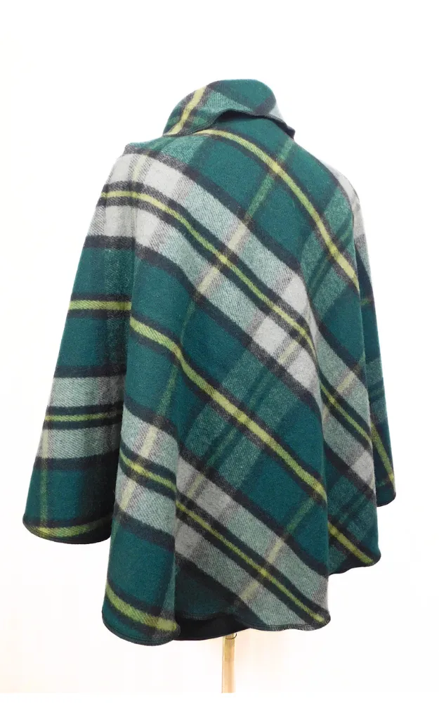 Merino Wool Tartan Cape Jacket - Cape Breton Tartan - Design Studio - Size M-XL