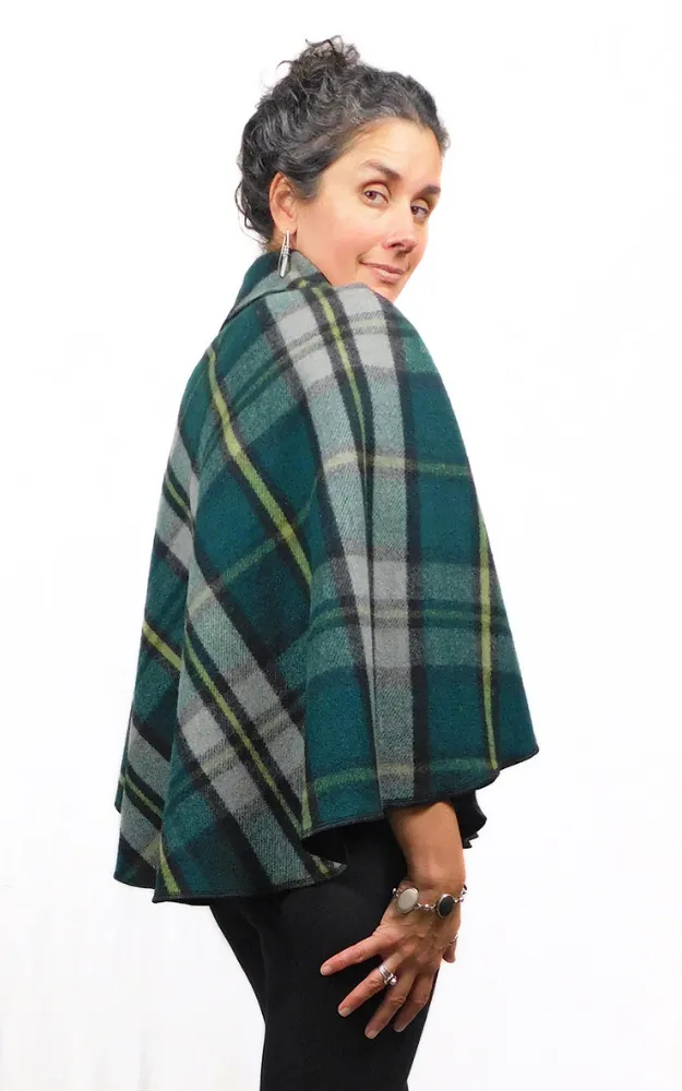 Merino Wool Tartan Cape Jacket - Cape Breton Tartan - Design Studio - Size M-XL