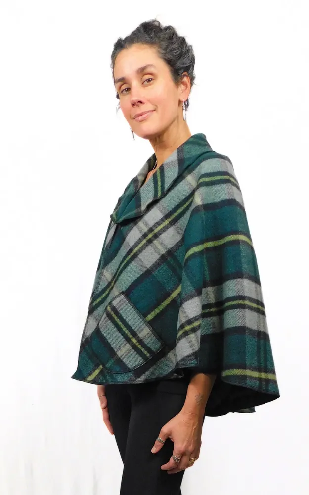 Merino Wool Tartan Cape Jacket - Cape Breton Tartan - Design Studio - Size M-XL