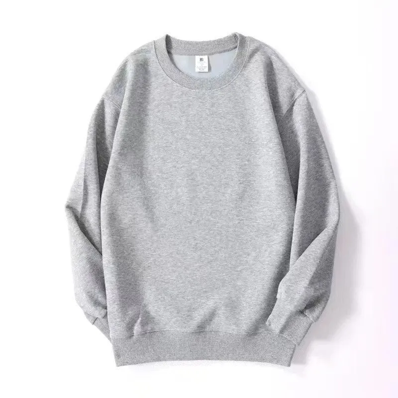 METAVERSMALL Dark gray 350 heavy weight high quality crew neck sweater spring and autumn loose simple American casual base men and women