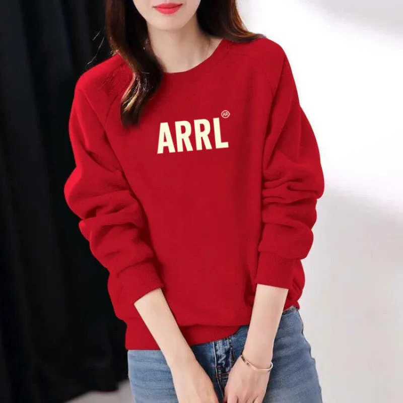 METAVERSMALL New autumn and winter new cotton sweater women loose and thin Korean version simple and versatile long-sleeved T-shirt wearing foreign style top