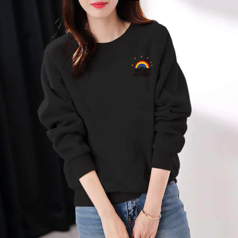 METAVERSMALL New autumn and winter new cotton sweater women loose and thin Korean version simple and versatile long-sleeved T-shirt wearing foreign style top