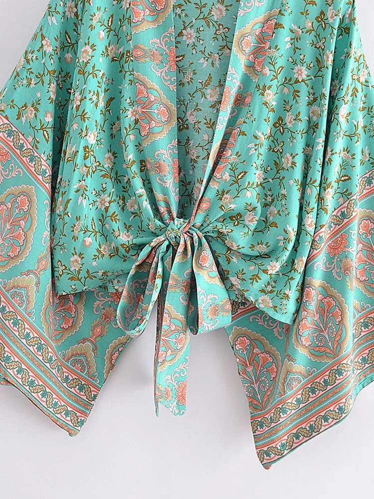 Mint Boho Kimono Wrap Top