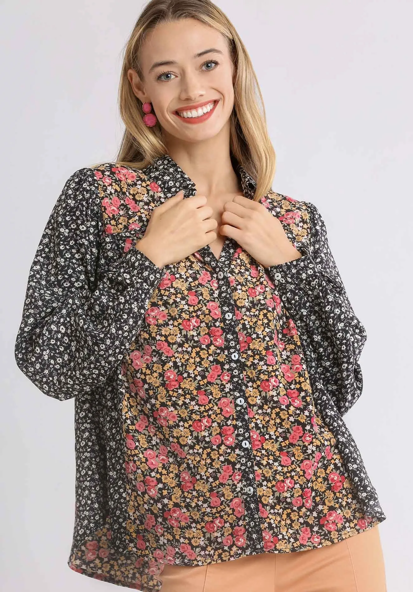 Mixed Floral Print Blouse