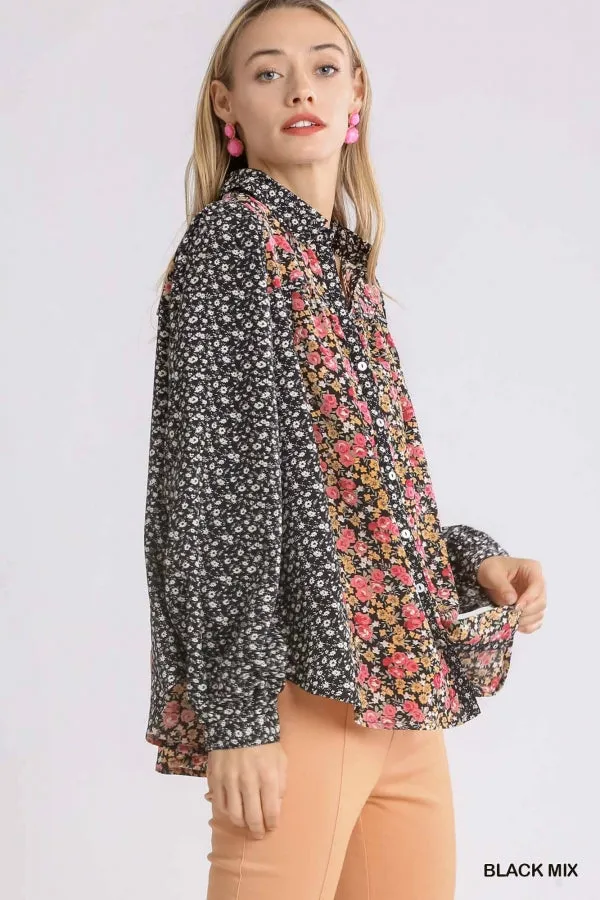 Mixed Floral Print Blouse