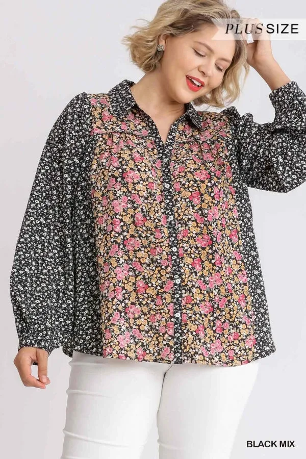 Mixed Floral Print Blouse