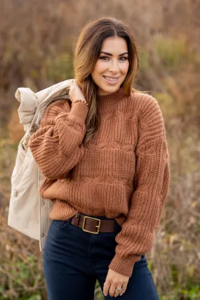 Mixed Knits Mock Neck Sweater