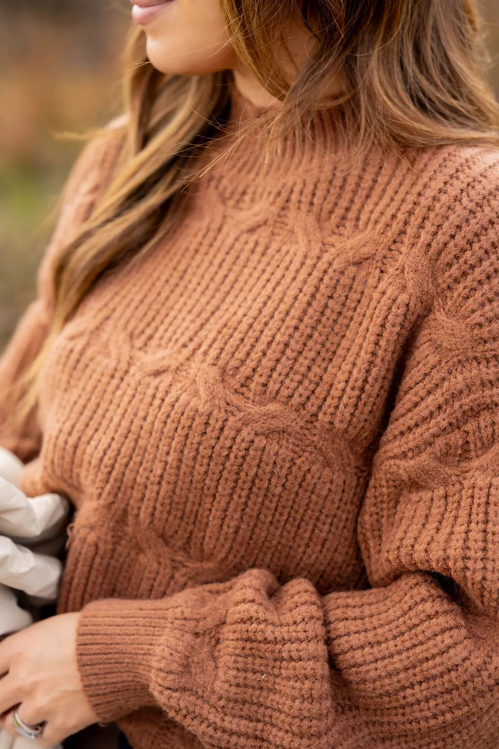 Mixed Knits Mock Neck Sweater