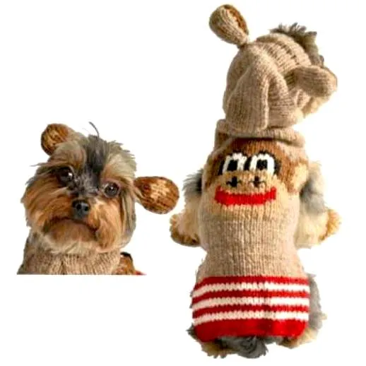 Monkey Hoodie Wool Dog Sweater XS