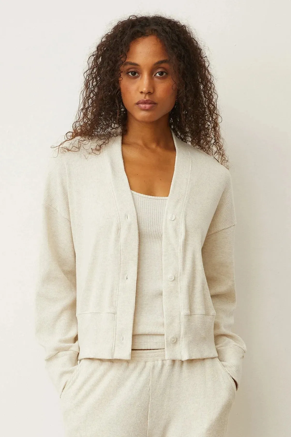 Monrow Brushed Rib Cardigan