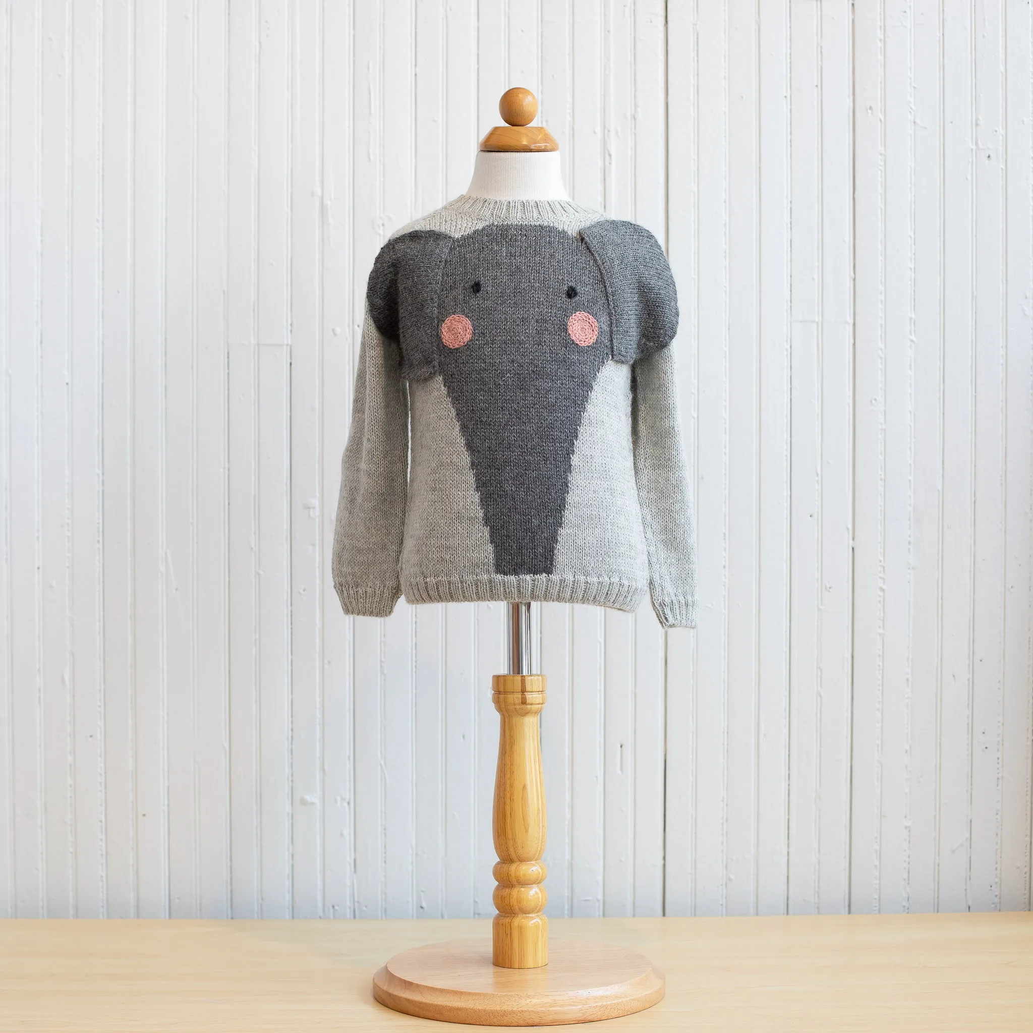 Nanay Floppy Ears Elephant Sweater in Light Grey