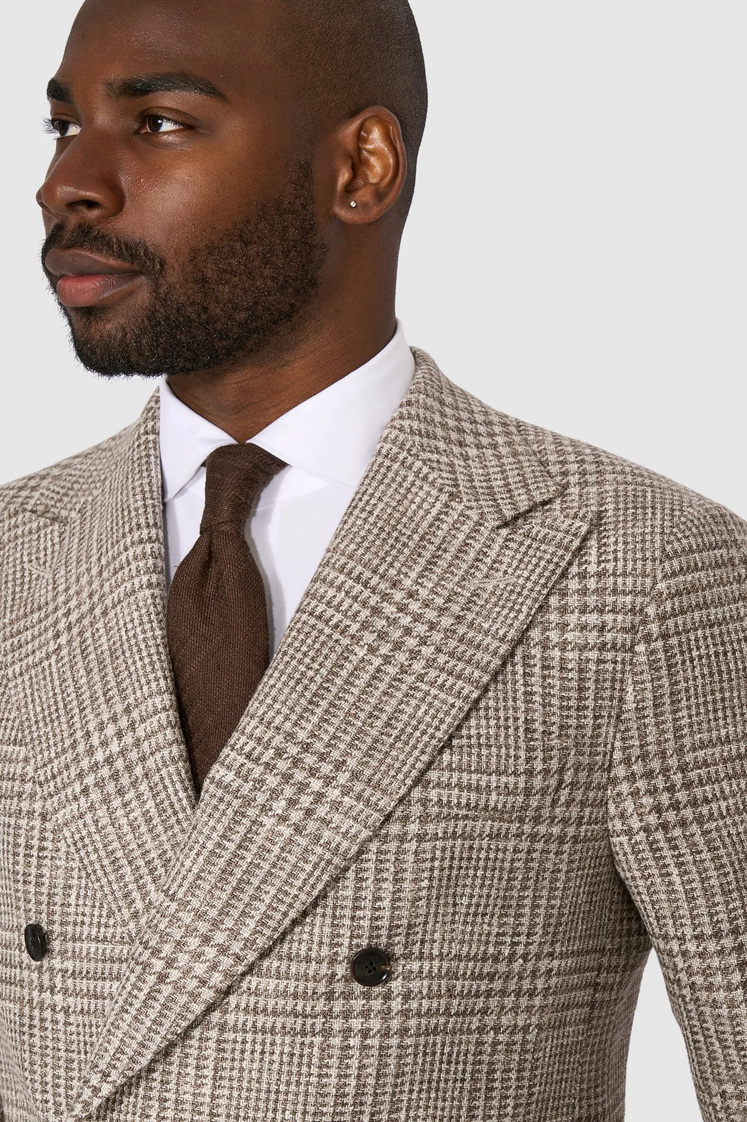 New SUITREVIEW Elmhurst Beige Check Wool, Alpaca, Silk, Linen Suit - All Sizes Special Order!