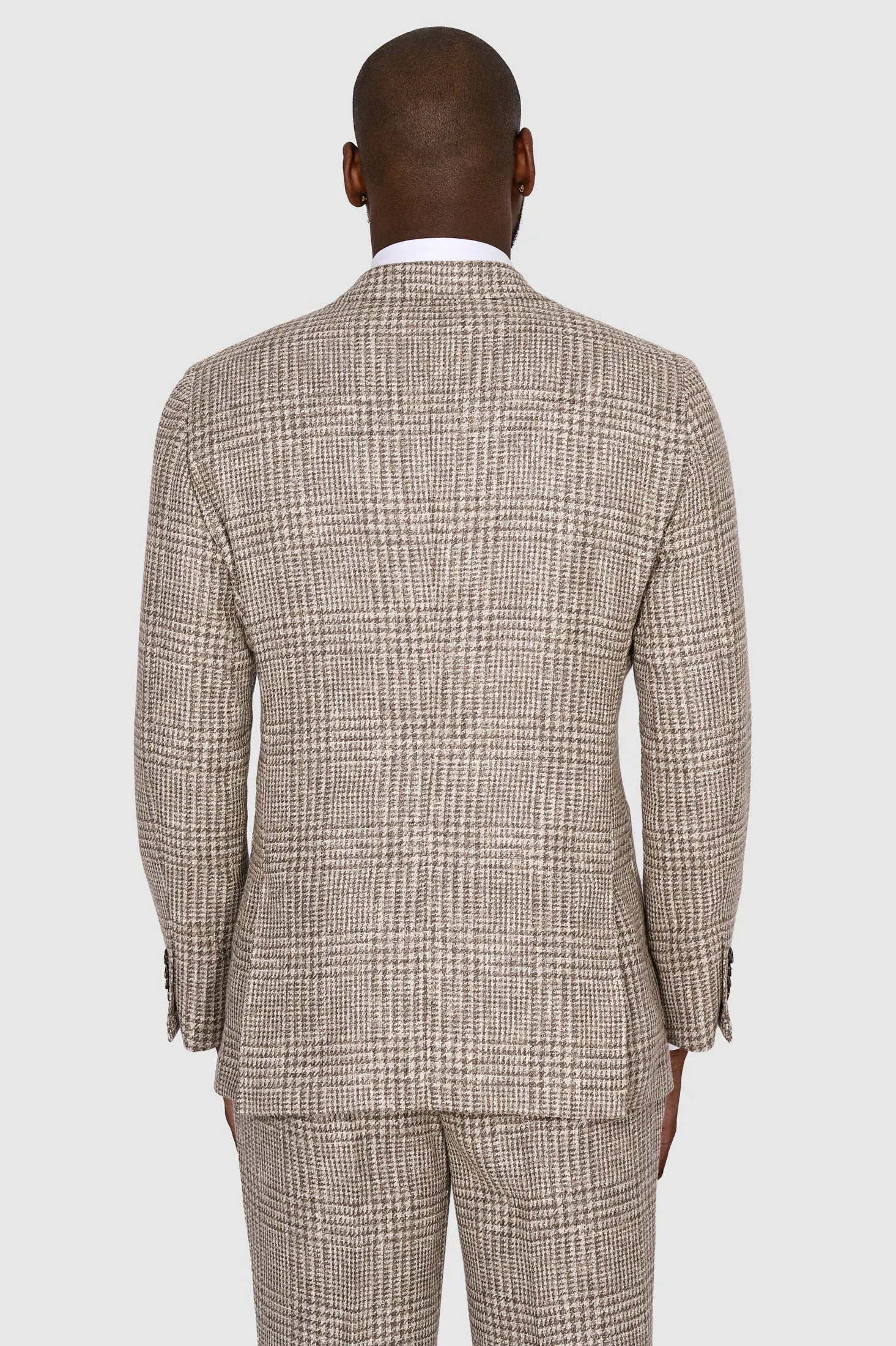 New SUITREVIEW Elmhurst Beige Check Wool, Alpaca, Silk, Linen Suit - All Sizes Special Order!