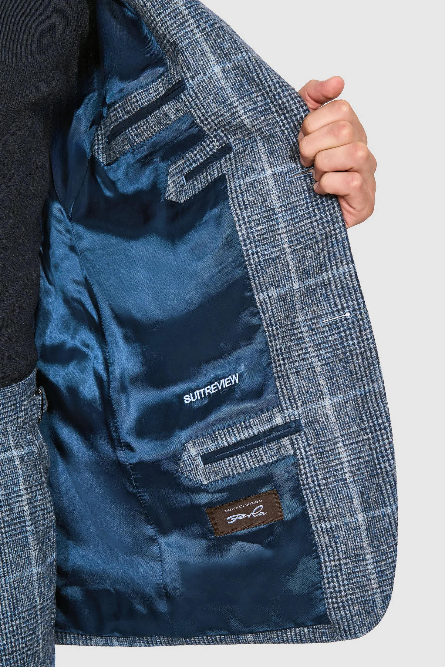 New SUITREVIEW Elmhurst Blue Glencheck Wool and Alpaca Ferla Suit - 38L and 42S