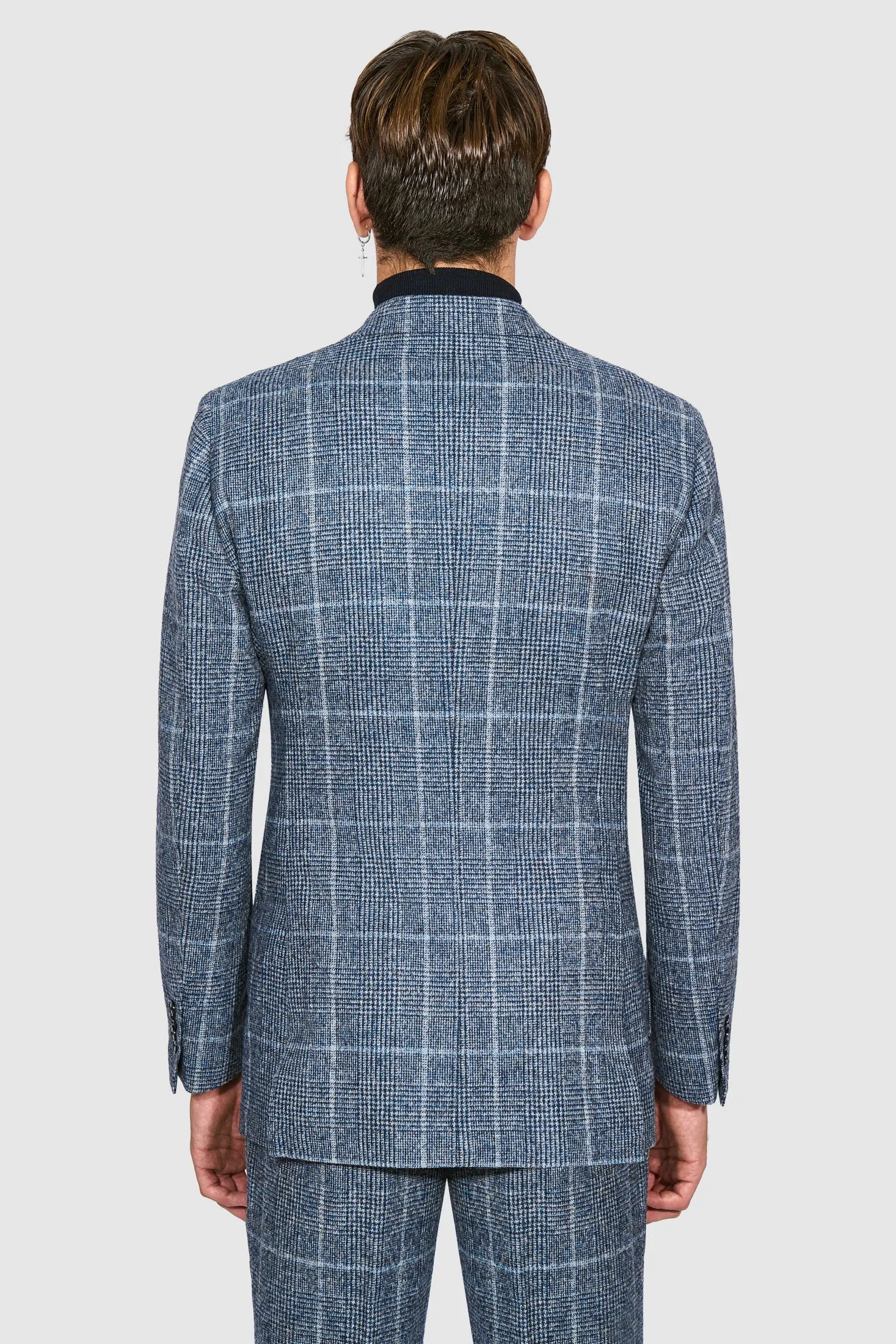 New SUITREVIEW Elmhurst Blue Glencheck Wool and Alpaca Ferla Suit - 38L and 42S