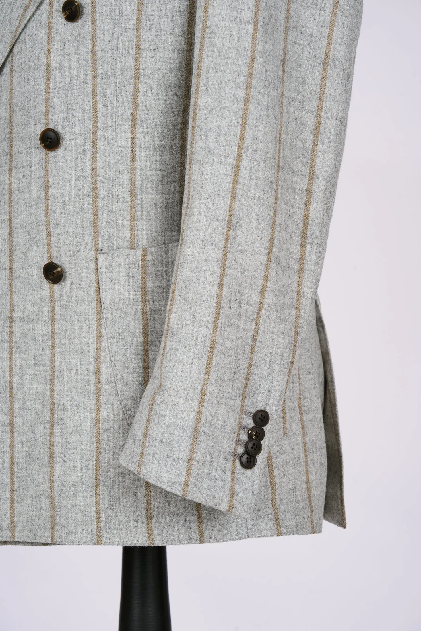 New SUITREVIEW Elmhurst Light Gray Cinnamon Stripe Alpaca and Wool Ferla Suit - Size 40R and 40L (Other Sizes Special Order)