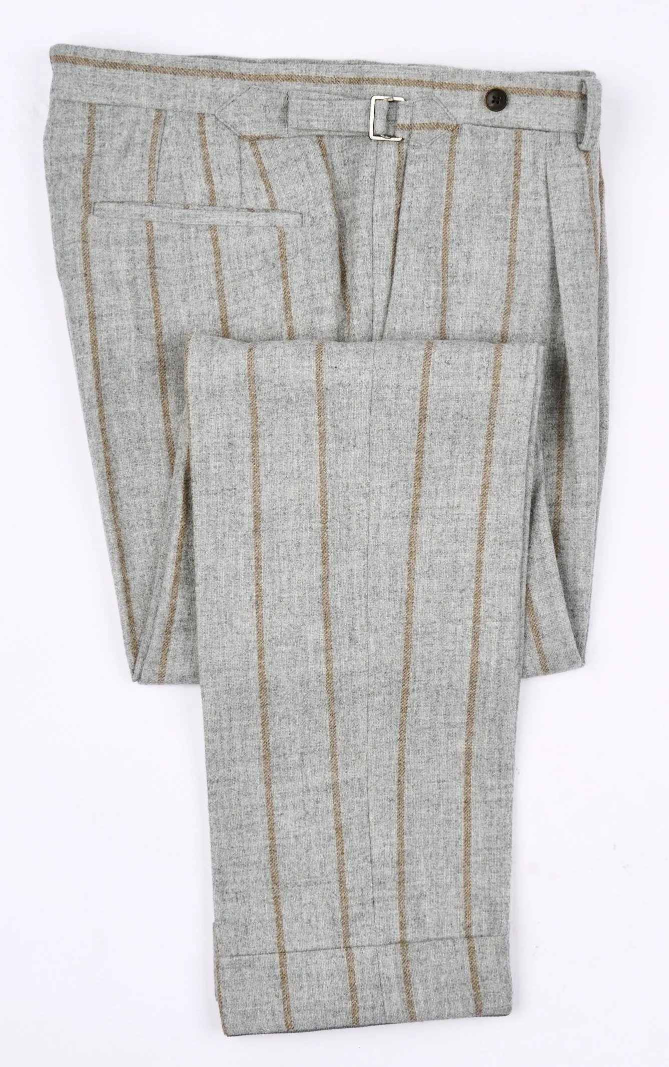 New SUITREVIEW Elmhurst Light Gray Cinnamon Stripe Alpaca and Wool Ferla Suit - Size 40R (Other Sizes Special Order)