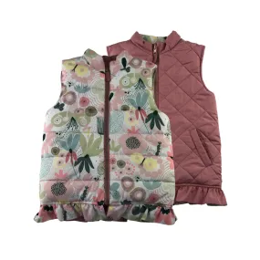 Nutmeg reversible gilet 5-6 years pink and white floral puffer