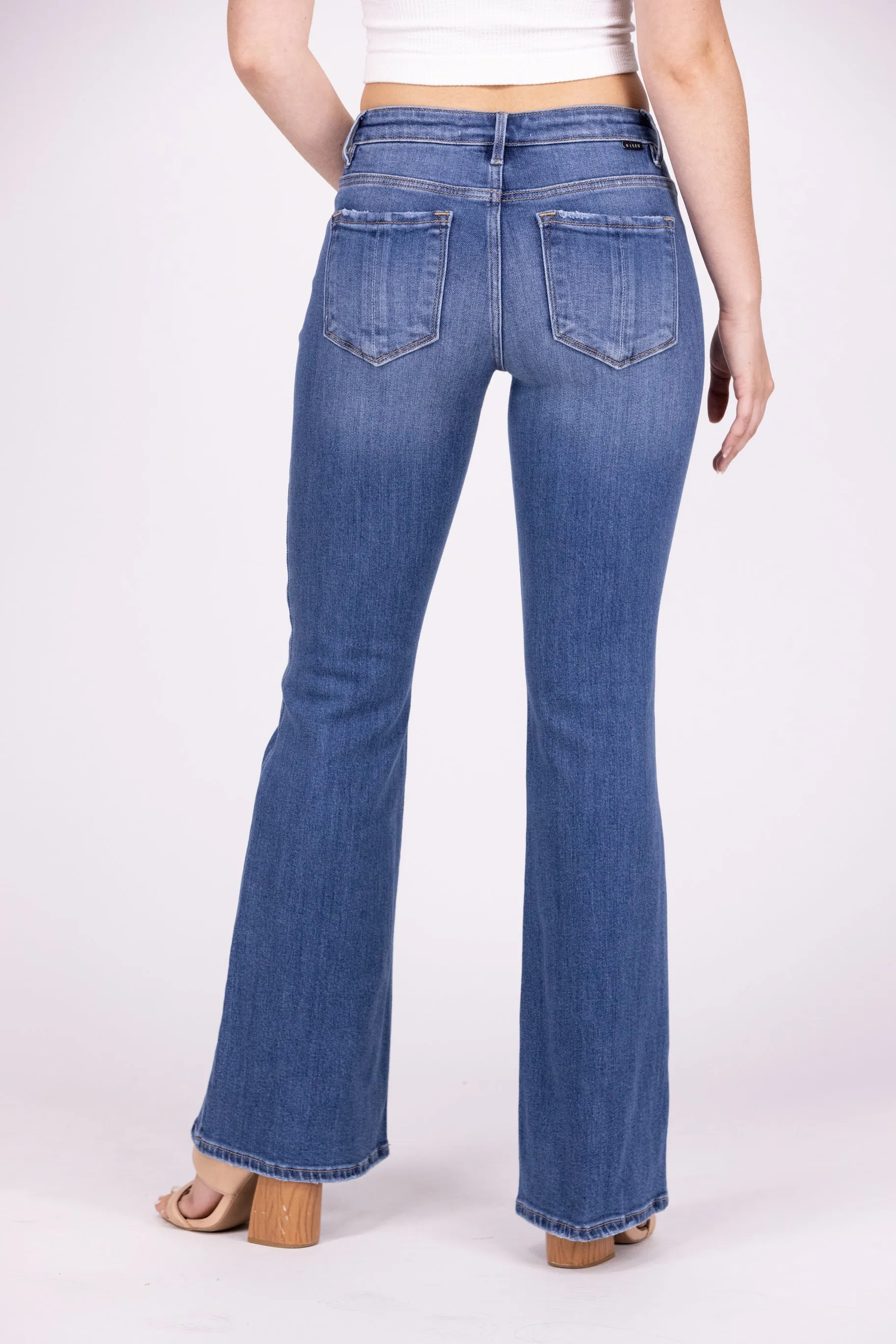 Old School Classic From Risen: Mid-Rise Tummy Control Flare Basic Denim