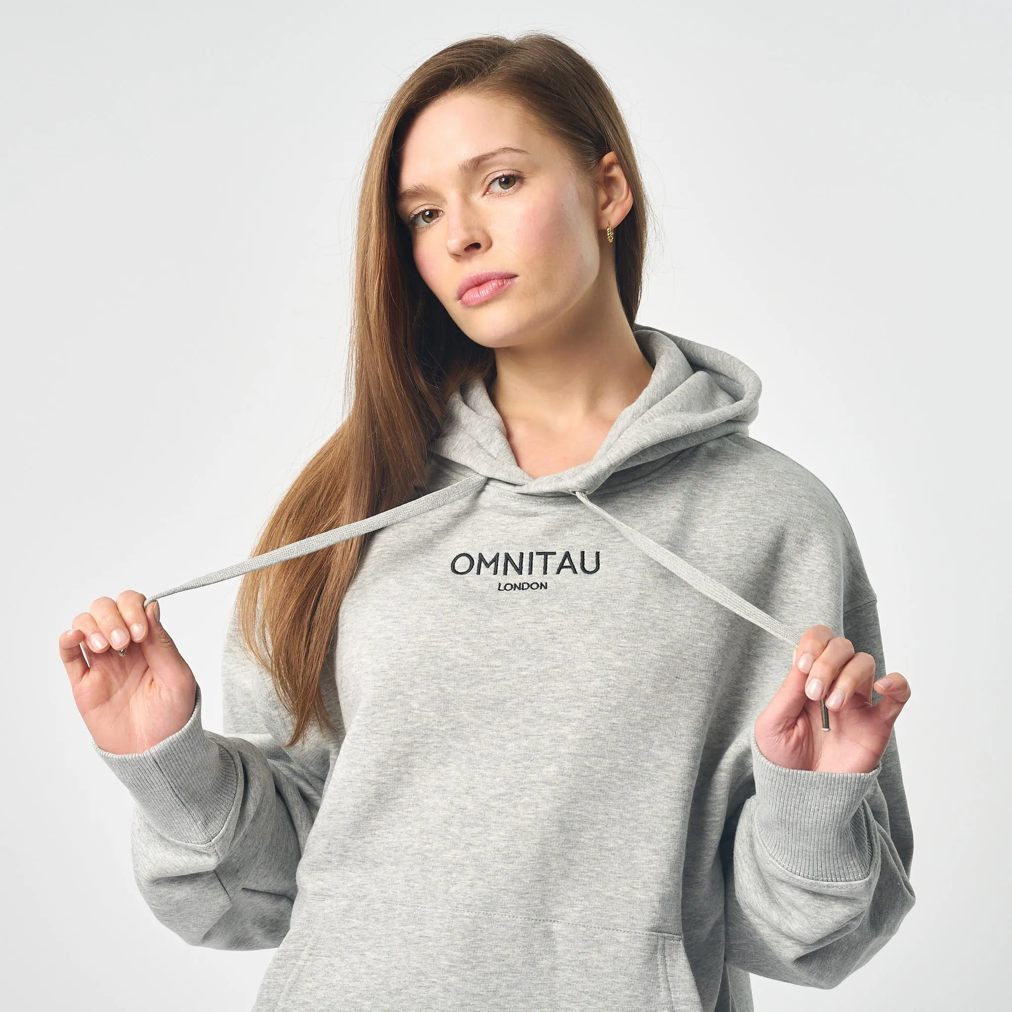 Omnitau Women's Oversized Organic Cotton Hoodie - Heather Grey